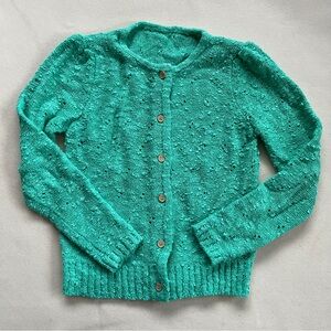 Vintage Teal Button-Up Cardigan